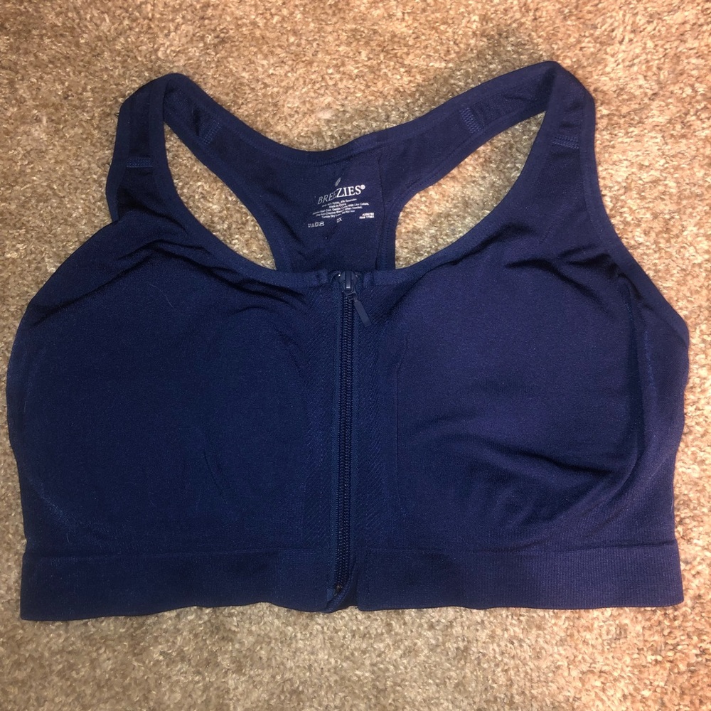 BreeZies Seamless Front Zip Racerback Bra 2x 3x